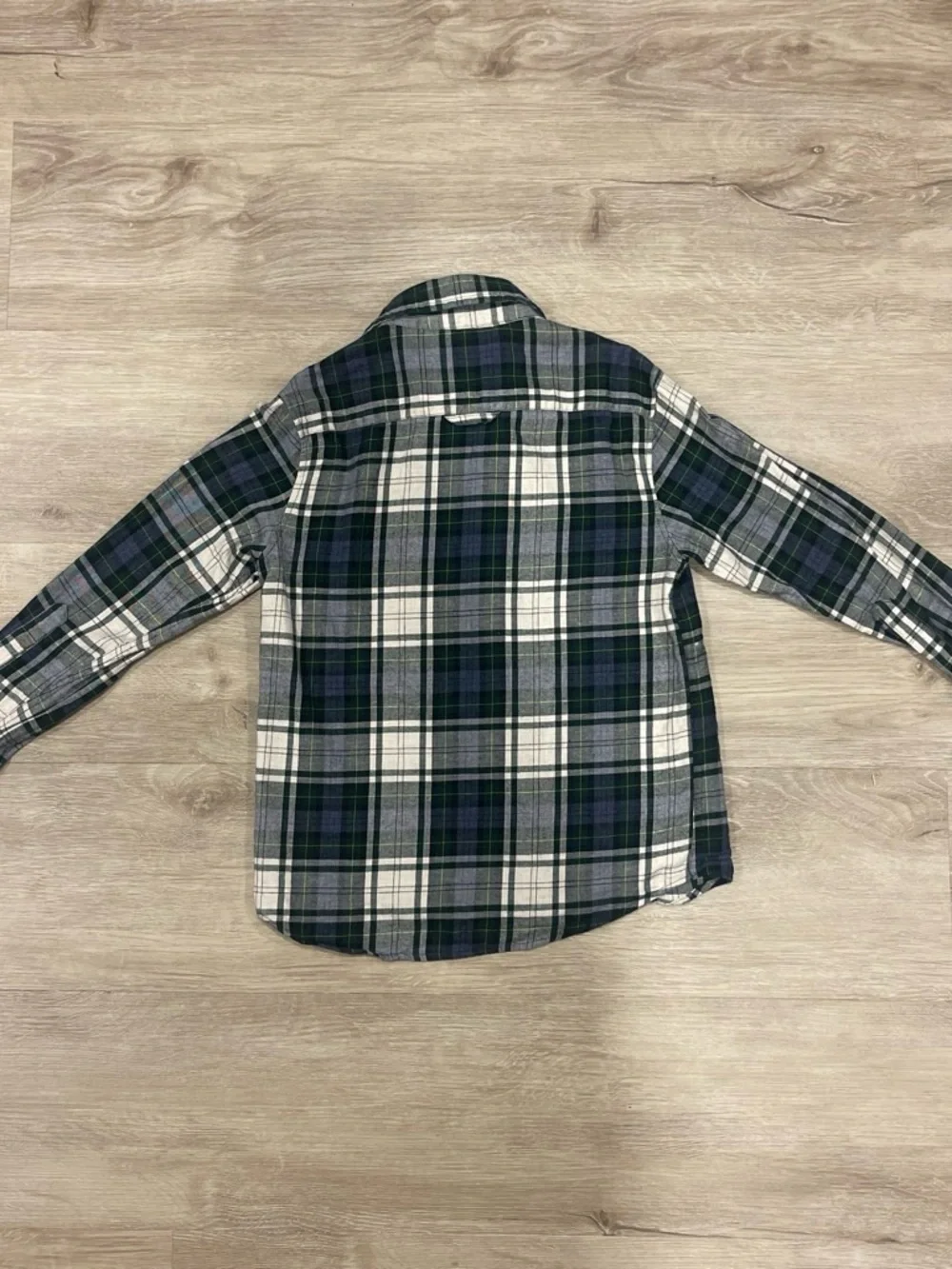 Boys Plaid Flannel Shirt Size M Green Navy